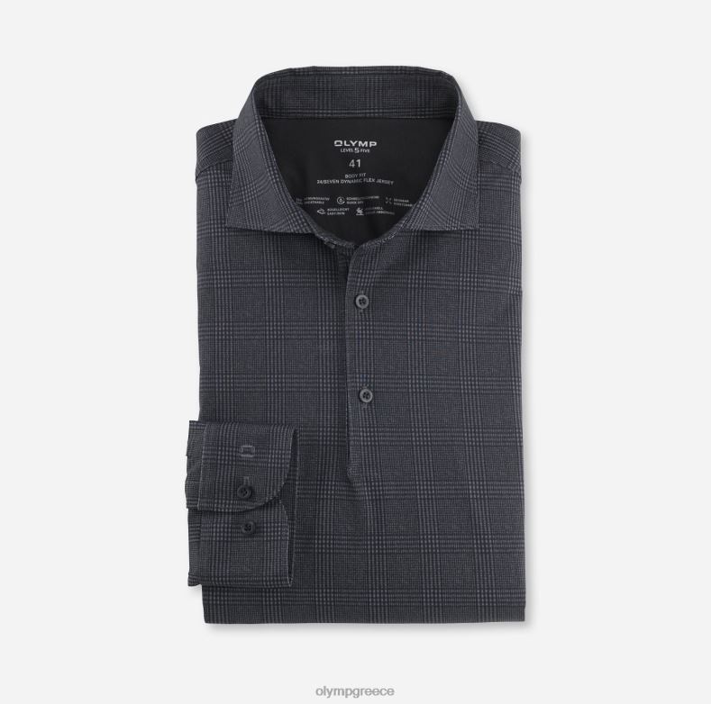 OLYMP Επίπεδο πέμπτο 24/έβδομη εφαρμογή, επαγγελματικό πουκάμισο, κεντ, μαύρο H240R762 είδη ένδυσης