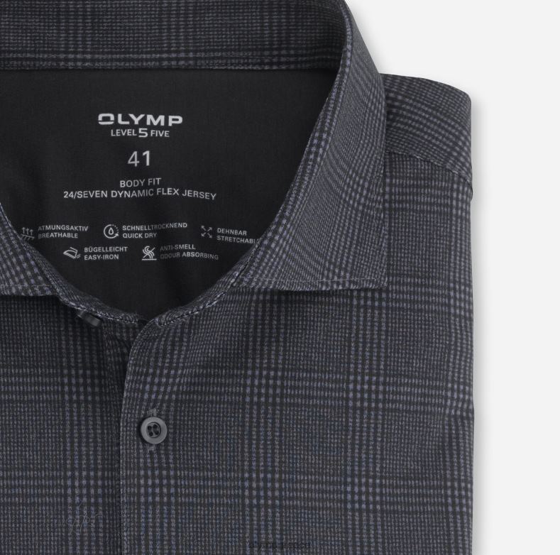 OLYMP Επίπεδο πέμπτο 24/έβδομη εφαρμογή, επαγγελματικό πουκάμισο, κεντ, μαύρο H240R762 είδη ένδυσης