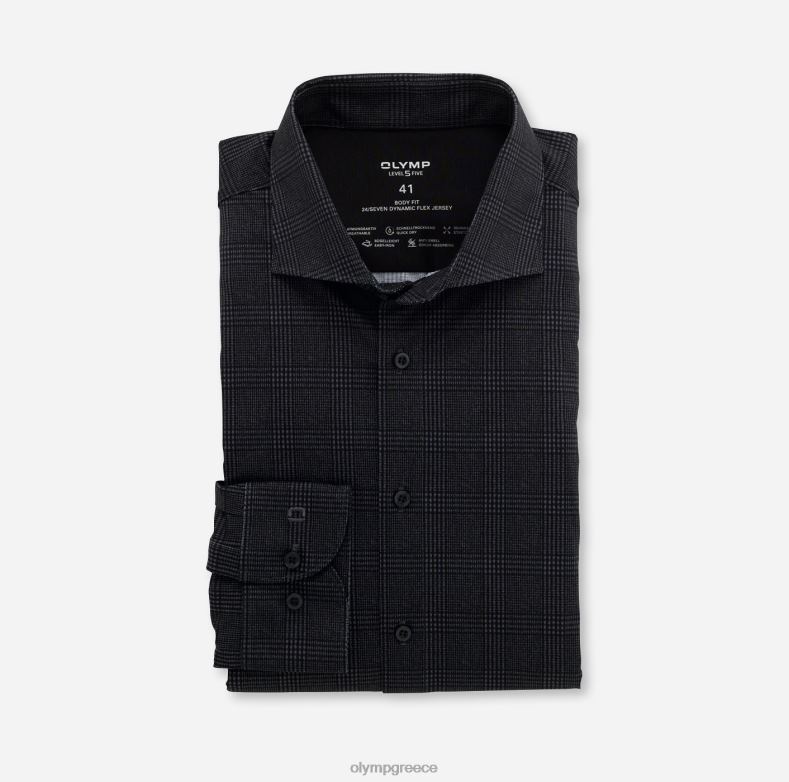 OLYMP Επίπεδο πέμπτο 24/έβδομη εφαρμογή, επαγγελματικό πουκάμισο, κεντ, μαύρο H240R789 είδη ένδυσης