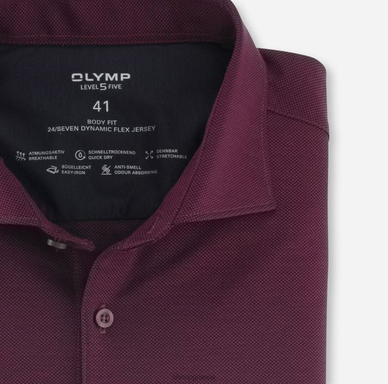 OLYMP Επίπεδο πέμπτο 24/έβδομη εφαρμογή, επαγγελματικό πουκάμισο, κεντ, γρανάτης H240R803 είδη ένδυσης