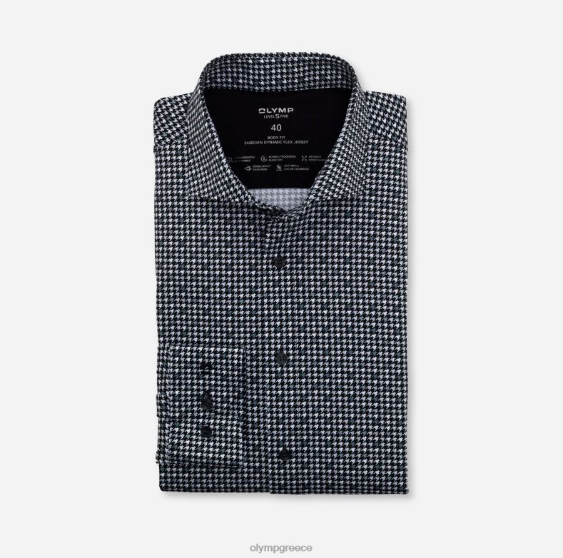 OLYMP Επίπεδο πέμπτο 24/έβδομη εφαρμογή, επαγγελματικό πουκάμισο, κεντ, μαύρο H240R815 είδη ένδυσης