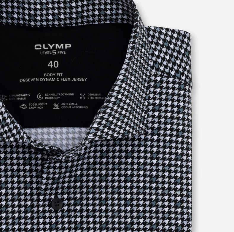 OLYMP Επίπεδο πέμπτο 24/έβδομη εφαρμογή, επαγγελματικό πουκάμισο, κεντ, μαύρο H240R815 είδη ένδυσης