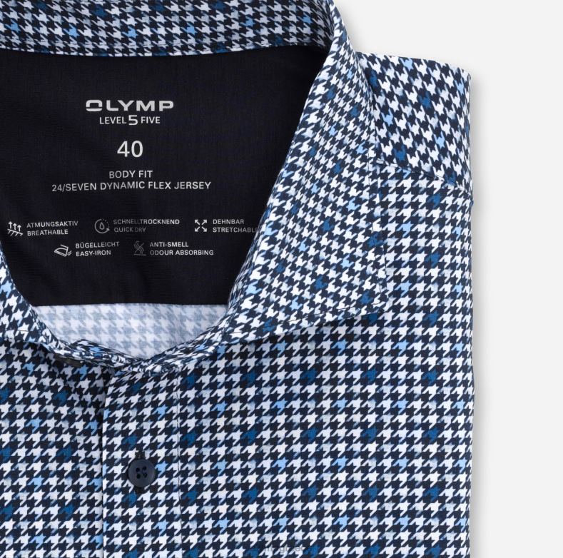 OLYMP Επίπεδο πέμπτο 24/έβδομη εφαρμογή, επαγγελματικό πουκάμισο, κεντ, θαλάσσιο H240R819 είδη ένδυσης