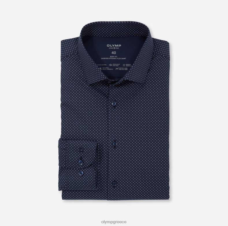 OLYMP Επίπεδο πέντε 24/έβδομη εφαρμογή, επαγγελματικό πουκάμισο, μοντέρνο κεντ, θαλάσσιο H240R831 είδη ένδυσης