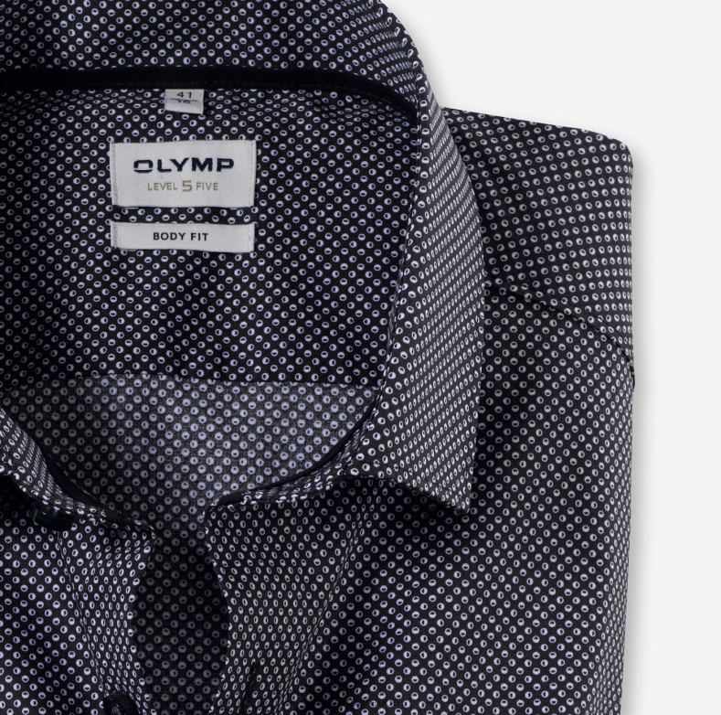 OLYMP Εφαρμογή σώματος πέντε επιπέδου, επαγγελματικό πουκάμισο, μοντέρνο κεντ, μαύρο H240R356 είδη ένδυσης