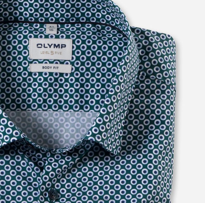 OLYMP Εφαρμογή σώματος πέντε επιπέδου, επαγγελματικό πουκάμισο, κάτω από τα κουμπιά, σμαράγδι H240R506 είδη ένδυσης