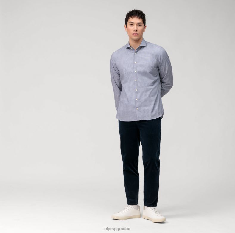 OLYMP Επίπεδο πέντε ένδυμα πλυμένο σώμα, επαγγελματικό πουκάμισο, κομμένο, θαλάσσιο H240R569 είδη ένδυσης