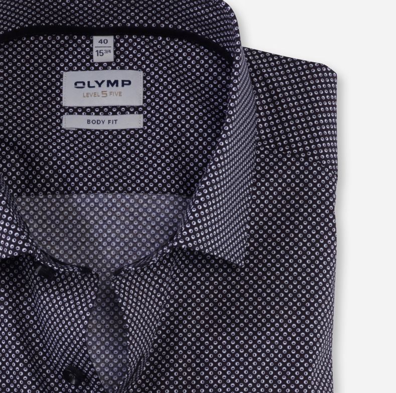 OLYMP Εφαρμογή σώματος πέντε επιπέδου, επαγγελματικό πουκάμισο, μοντέρνο κεντ, μαύρο H240R622 είδη ένδυσης