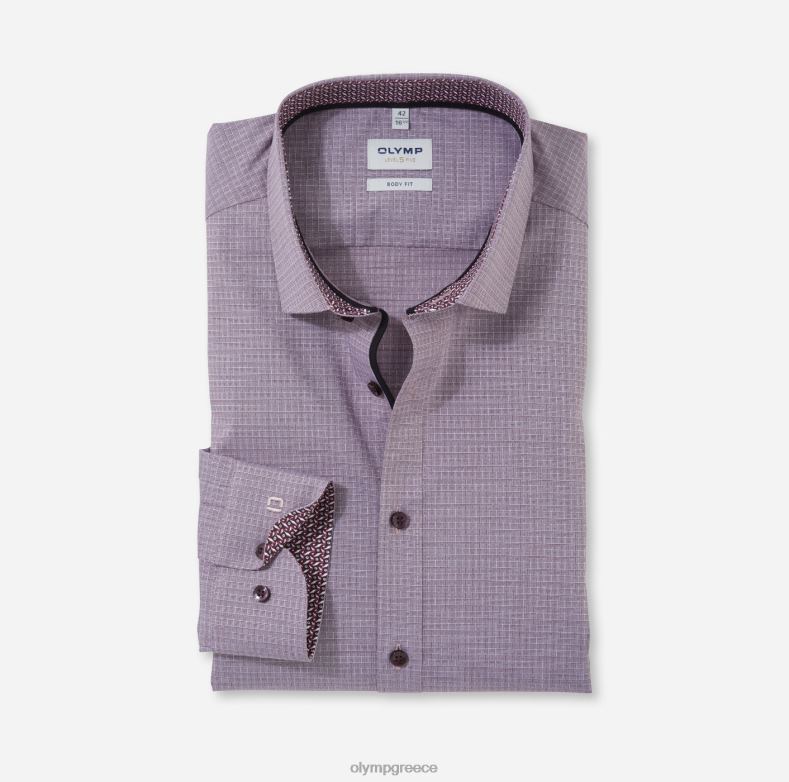 OLYMP Εφαρμογή σώματος πέντε επιπέδου, επαγγελματικό πουκάμισο, μακρύ μανίκι έξτρα μακρύ, μοντέρνο κεντ, σκούρο κόκκινο H240R904 είδη ένδυσης