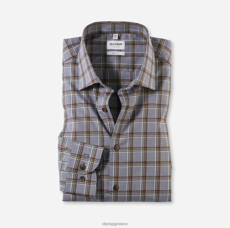 OLYMP Επίπεδο πέντε εφαρμογή σώματος, επαγγελματικό πουκάμισο, New York Kent, καφέ H240R427 είδη ένδυσης