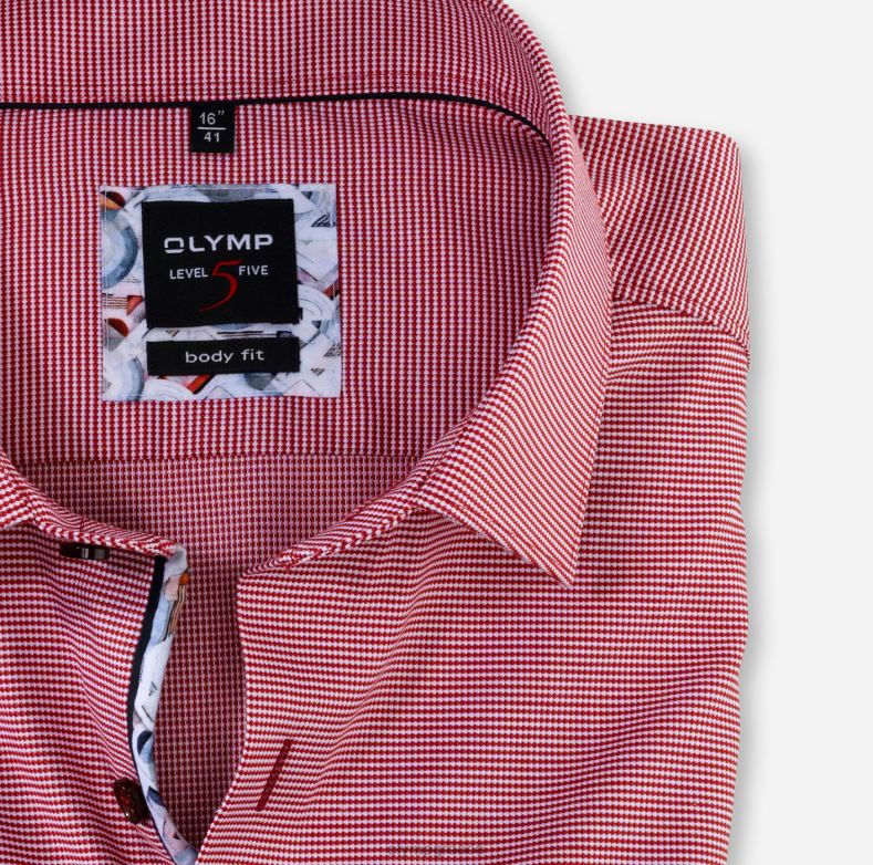 OLYMP Επίπεδο πέντε εφαρμογή σώματος, επαγγελματικό πουκάμισο, New York Kent, κόκκινο τούβλο H240R827 είδη ένδυσης