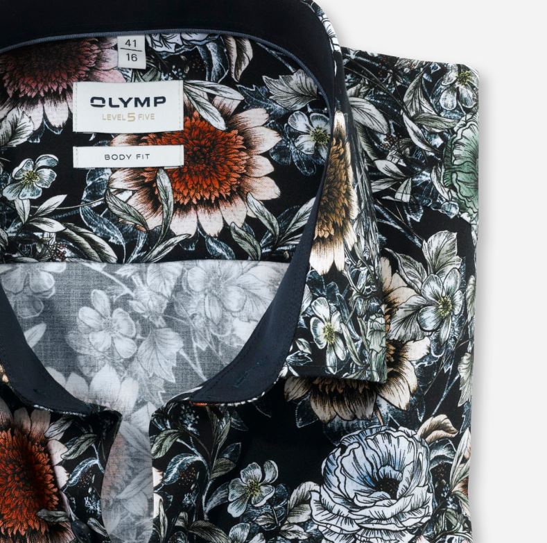 OLYMP Επίπεδο πέμπτο fit body, επαγγελματικό πουκάμισο, μοντέρνο kent, marine H240R646 είδη ένδυσης