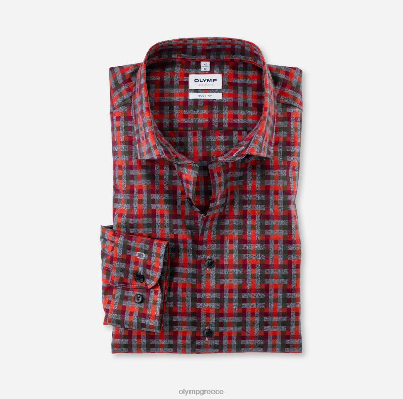 OLYMP Επίπεδο πέντε εφαρμογή σώματος, επαγγελματικό πουκάμισο, μοντέρνο kent, κόκκινο πορτοκαλί H240R776 είδη ένδυσης