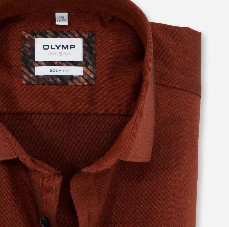 OLYMP Επίπεδο πέντε εφαρμογή σώματος, επαγγελματικό πουκάμισο, μοντέρνο kent, κόκκινο πορτοκαλί H240R801 είδη ένδυσης
