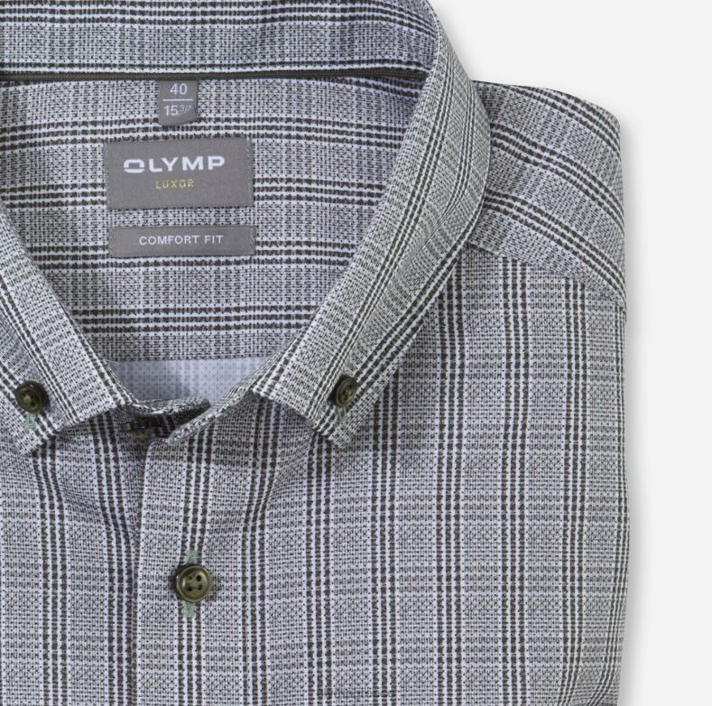 OLYMP Luxor comfort fit, επαγγελματικό πουκάμισο, με κουμπιά, λαδί H240R1667 είδη ένδυσης
