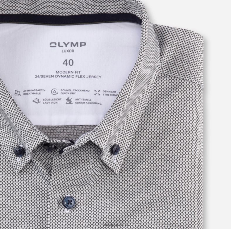 OLYMP luxor 24/seven μοντέρνα εφαρμογή, επαγγελματικό πουκάμισο, με κουμπιά, λαδί H240R1027 είδη ένδυσης