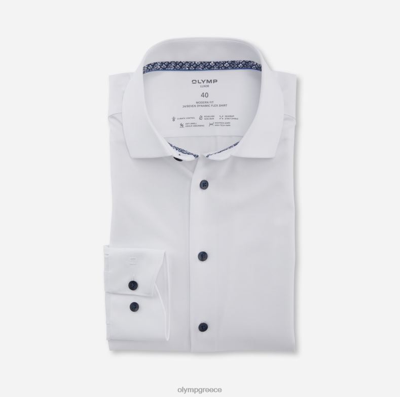OLYMP luxor 24/seven μοντέρνα εφαρμογή, επαγγελματικό πουκάμισο, μακρύ μανίκι πολύ μακρύ, global kent, λευκό H240R1431 είδη ένδυσης