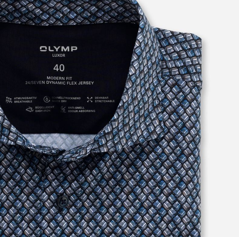 OLYMP luxor 24/seven μοντέρνα εφαρμογή, επαγγελματικό πουκάμισο, μακρύ μανίκι πολύ μακρύ, kent, marine H240R1443 είδη ένδυσης