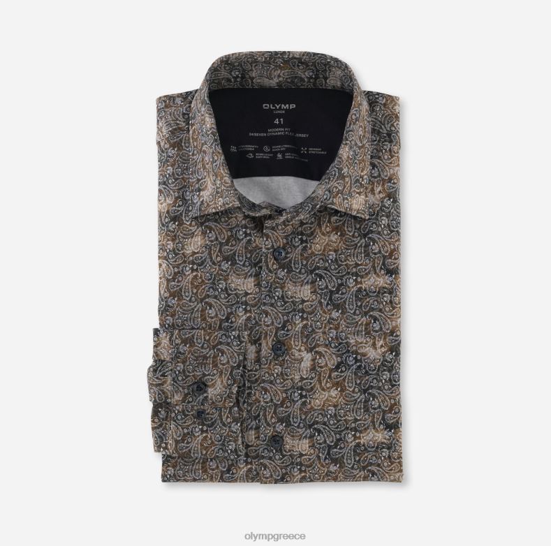 OLYMP luxor 24/seven μοντέρνα εφαρμογή, επαγγελματικό πουκάμισο, new kent, καφέ H240R1215 είδη ένδυσης