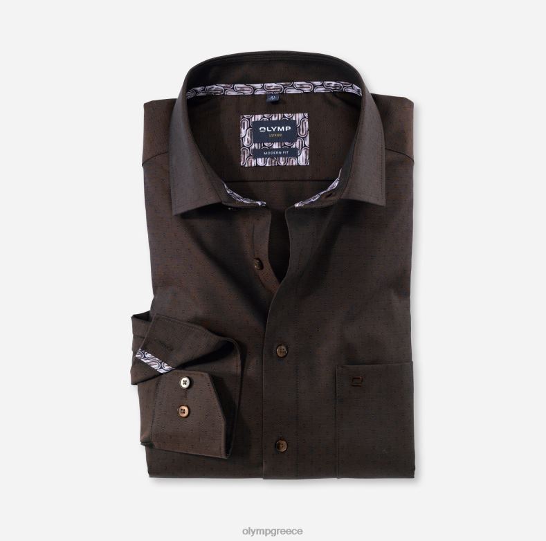 OLYMP luxor μοντέρνα εφαρμογή, επαγγελματικό πουκάμισο, global kent, καφέ H240R1362 είδη ένδυσης