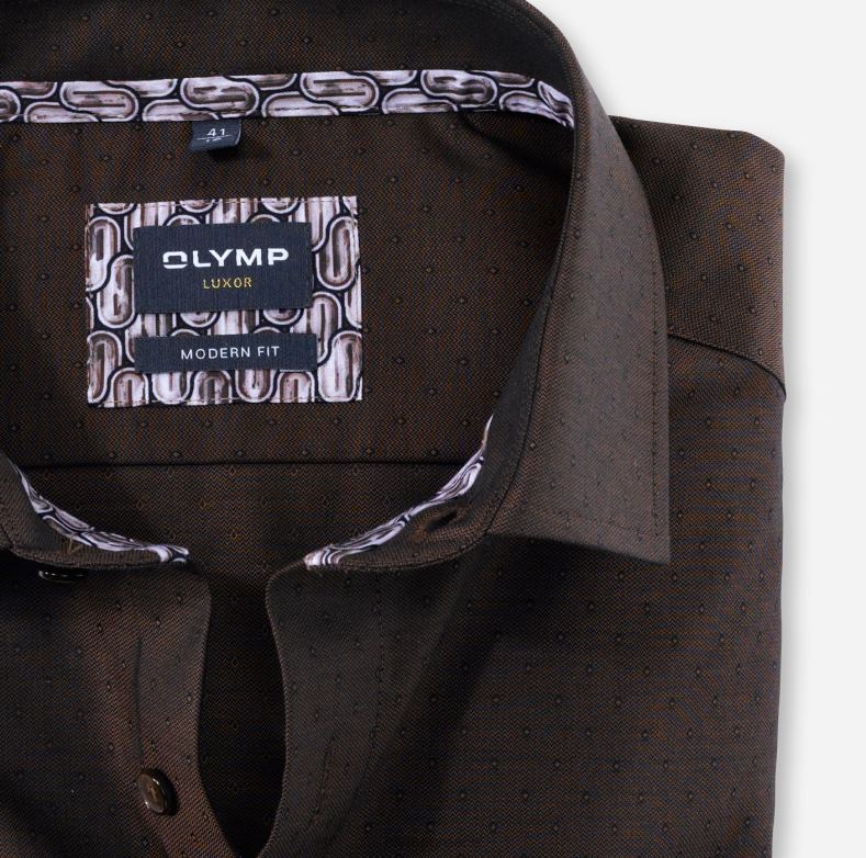 OLYMP luxor μοντέρνα εφαρμογή, επαγγελματικό πουκάμισο, global kent, καφέ H240R1362 είδη ένδυσης