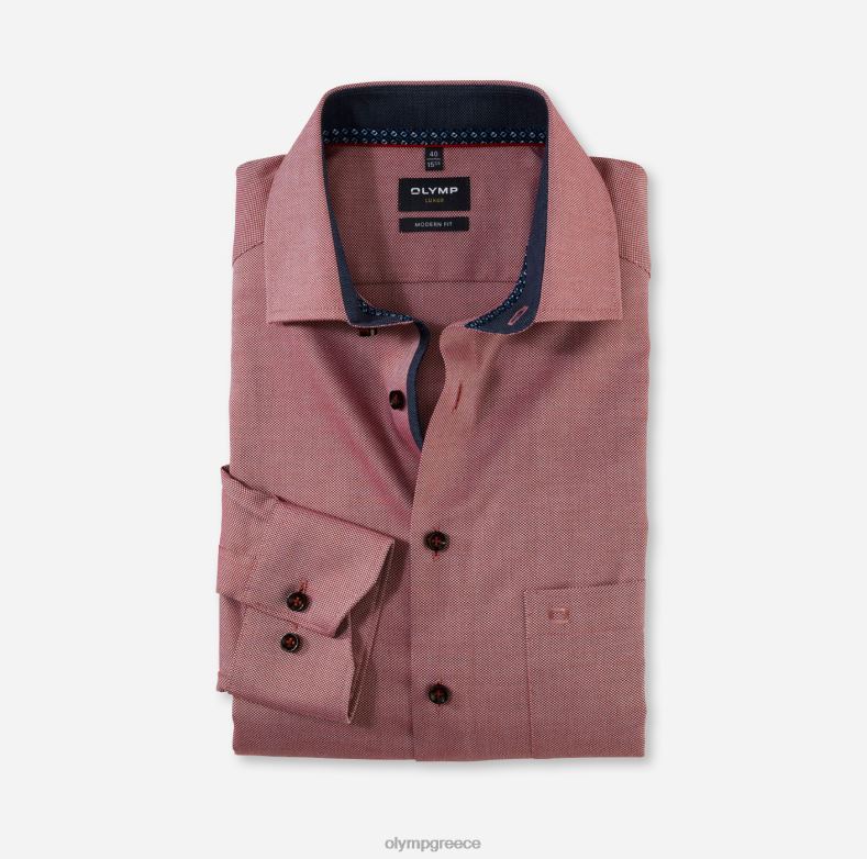 OLYMP luxor μοντέρνα εφαρμογή, επαγγελματικό πουκάμισο, μακρυμάνικο έξτρα μακρύ, global kent, κόκκινο H240R1437 είδη ένδυσης