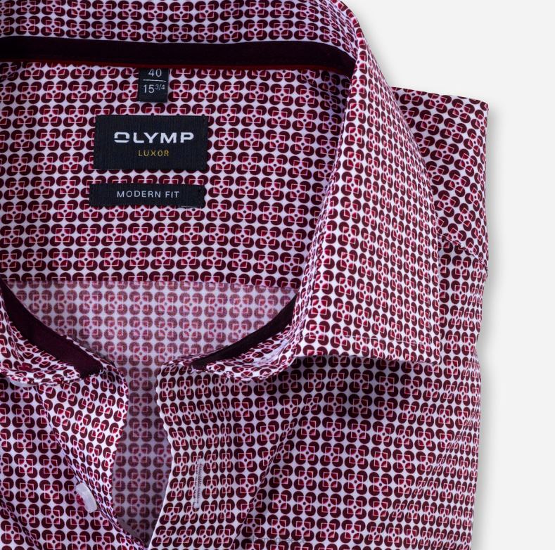 OLYMP luxor μοντέρνα εφαρμογή, επαγγελματικό πουκάμισο, μακρυμάνικο έξτρα μακρύ, global kent, γρανάτης H240R1442 είδη ένδυσης