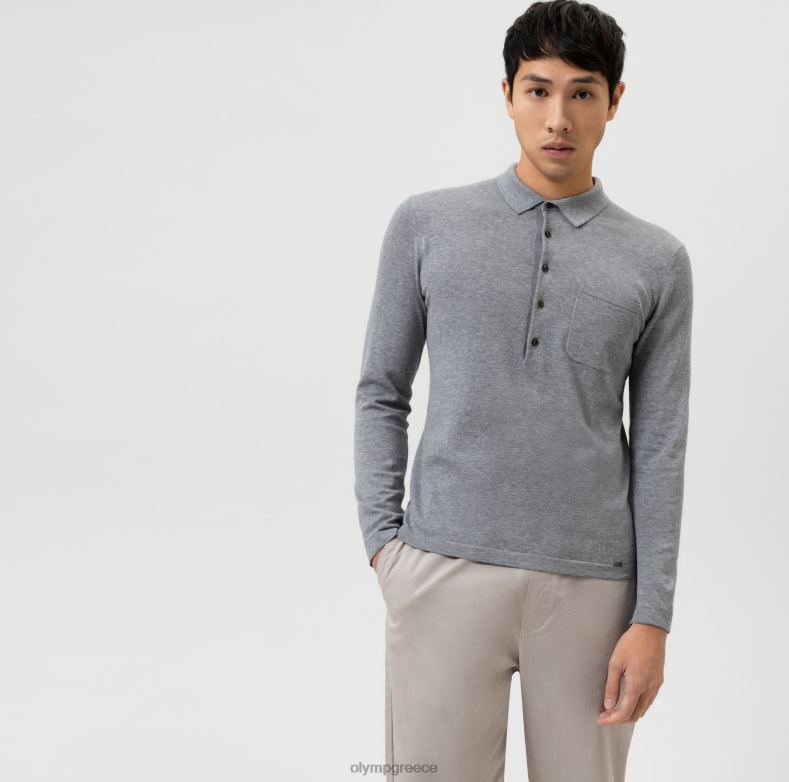 OLYMP Επίπεδο πέντε πλεκτό σώμα, γιακάς πόλο, ασημί γκρι H240R1752 είδη ένδυσης