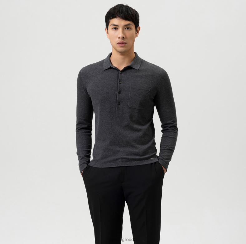 OLYMP Επίπεδο πέντε πλεκτά εφαρμογή σώματος, γιακάς πόλο, ανθρακί H240R1754 είδη ένδυσης