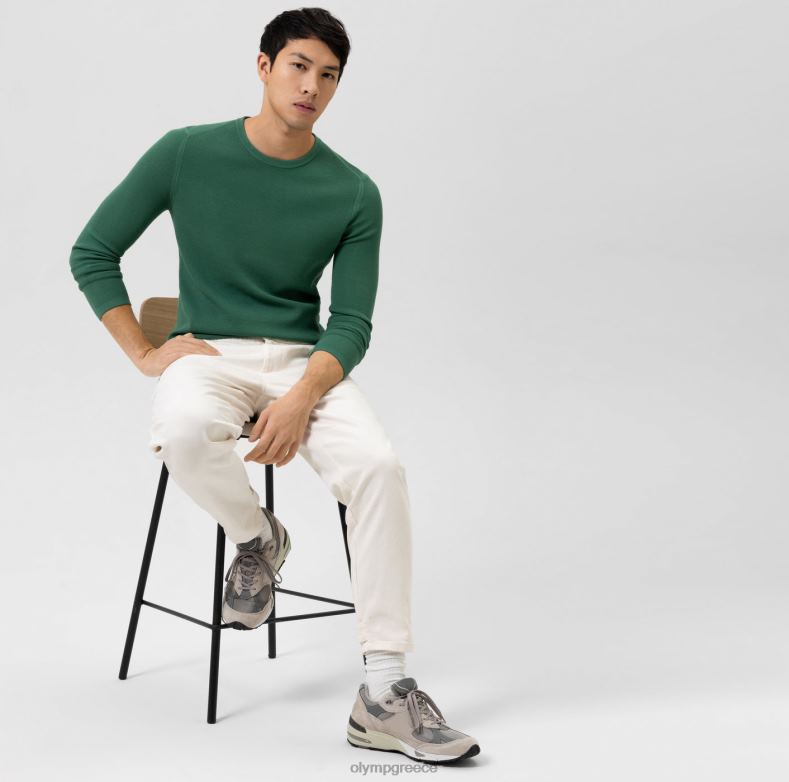 OLYMP Επίπεδο πέντε πλεκτά εφαρμογή στο σώμα, πουλόβερ λαιμόκοψη, πράσινο H240R1834 είδη ένδυσης