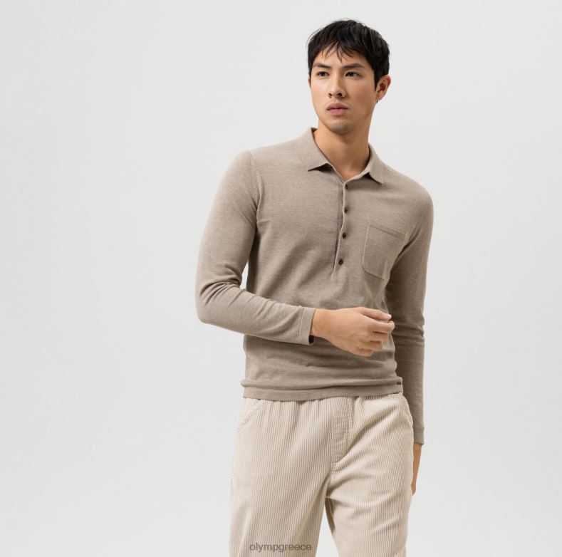 OLYMP πλεκτό επίπεδο πέντε, γιακά πόλο, καμήλα H240R1845 είδη ένδυσης