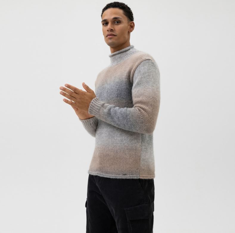 OLYMP Επίπεδο πέντε πλεκτό σώμα, πουλόβερ όρθιος γιακάς, γκρι H240R1848 είδη ένδυσης