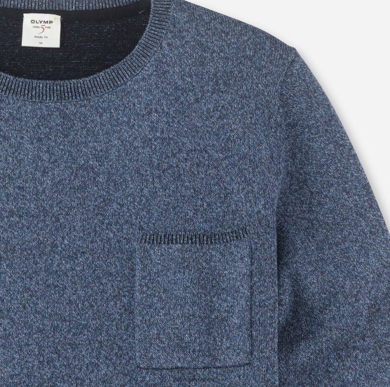 OLYMP Επίπεδο πέντε πλεκτό σώμα, πουλόβερ λαιμόκοψη, μπλε H240R1869 είδη ένδυσης