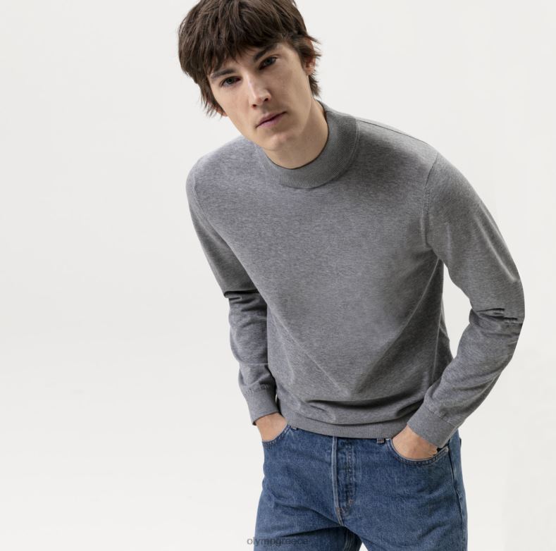 OLYMP Επίπεδο πέντε πλεκτό σώμα, πουλόβερ όρθιος γιακάς, ασημί γκρι H240R1875 είδη ένδυσης