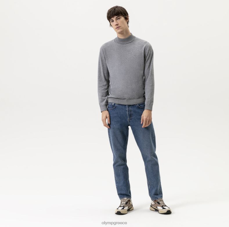 OLYMP Επίπεδο πέντε πλεκτό σώμα, πουλόβερ όρθιος γιακάς, ασημί γκρι H240R1875 είδη ένδυσης