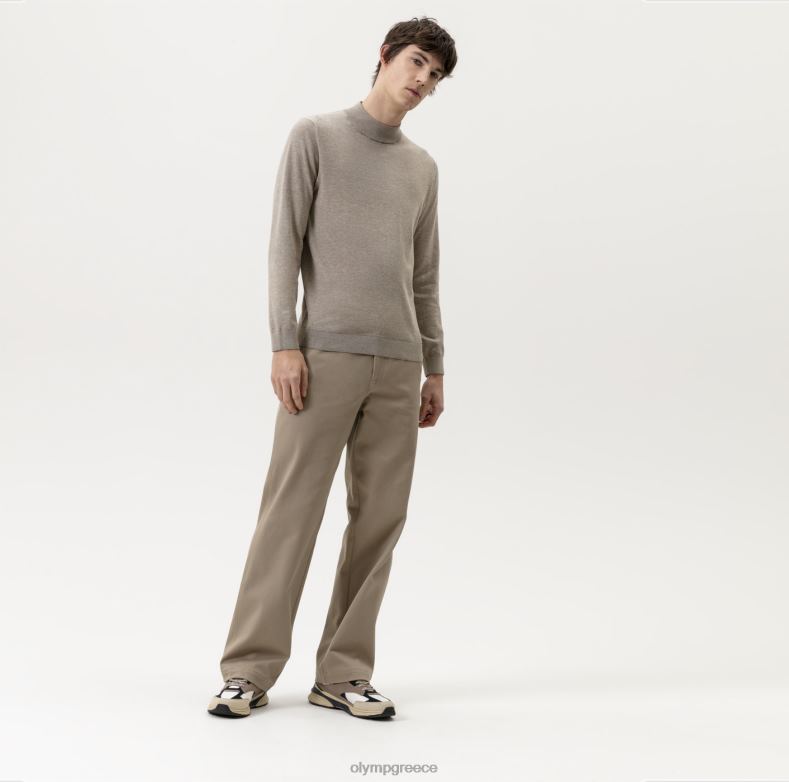 OLYMP Επίπεδο πέντε πλεκτό σώμα, πουλόβερ όρθιος γιακάς, καμήλα H240R1878 είδη ένδυσης