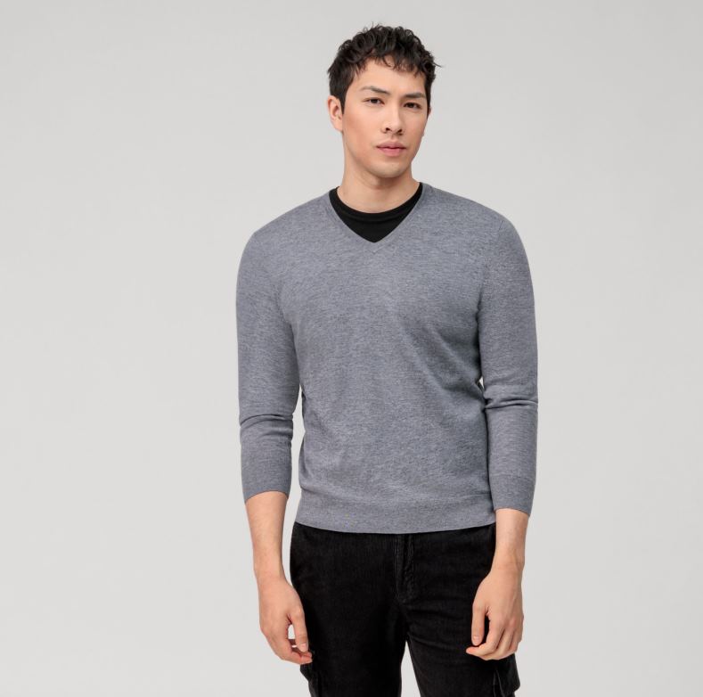 OLYMP casual πλεκτό πουλόβερ, ασημί γκρι H240R1801 είδη ένδυσης