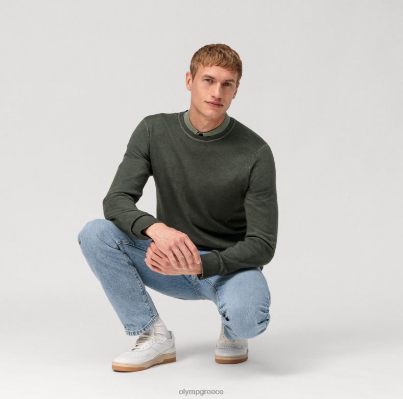 OLYMP casual πλεκτό πουλόβερ, γκρι πράσινο H240R1816 είδη ένδυσης
