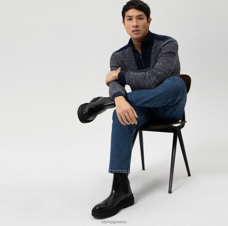 OLYMP πλεκτό μοντέρνα εφαρμογή, πουλόβερ σακάκι με φερμουάρ, marine H240R1749 είδη ένδυσης