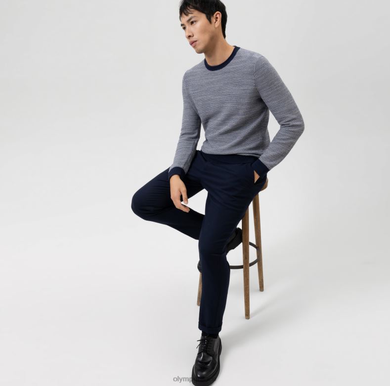 OLYMP πλεκτό μοντέρνα εφαρμογή, πουλόβερ λαιμόκοψη, marine H240R1783 είδη ένδυσης