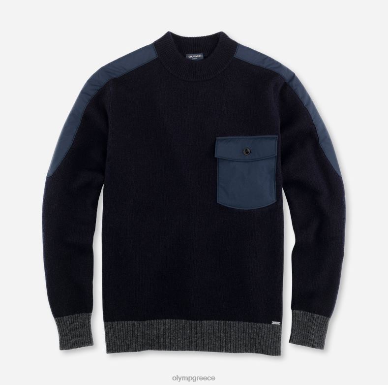 OLYMP πλεκτό μοντέρνα εφαρμογή, πουλόβερ όρθιος γιακάς, marine H240R1864 είδη ένδυσης