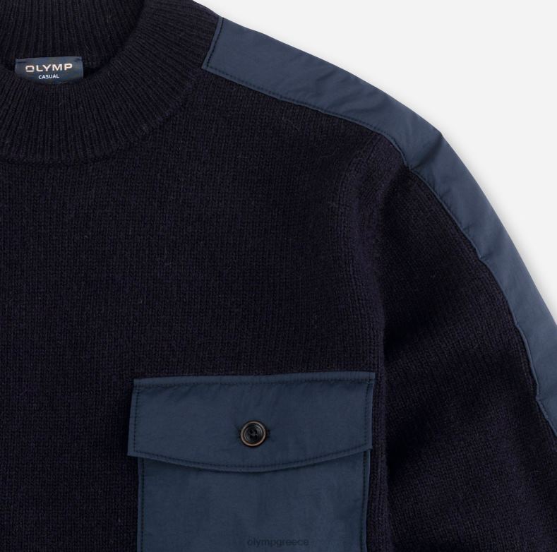 OLYMP πλεκτό μοντέρνα εφαρμογή, πουλόβερ όρθιος γιακάς, marine H240R1864 είδη ένδυσης