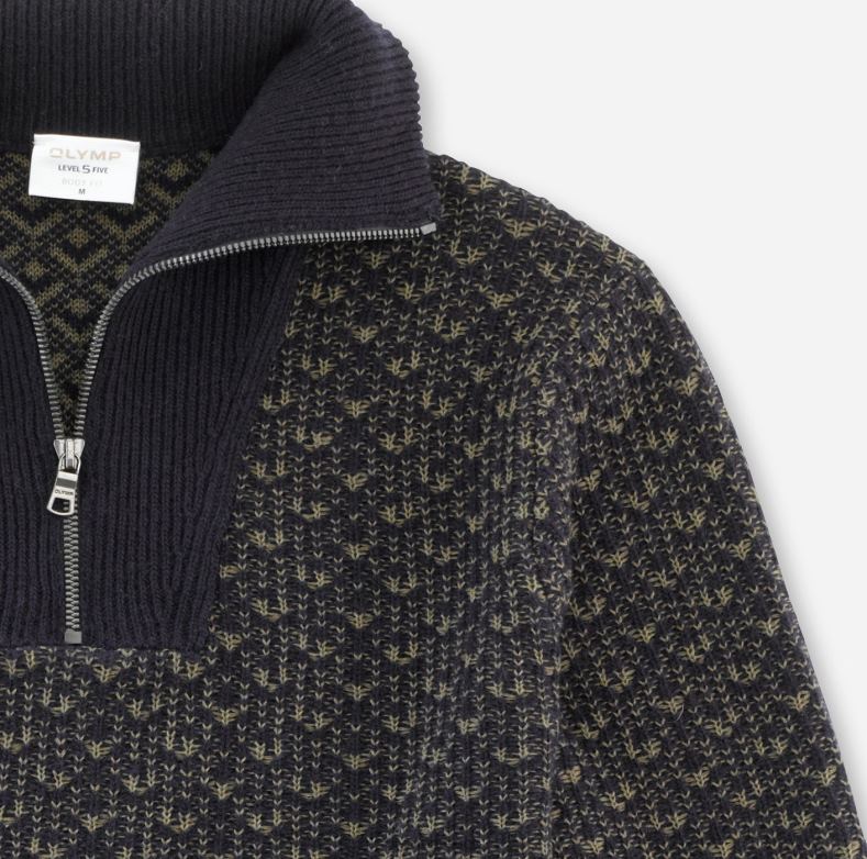 OLYMP Επίπεδο πέντε πλεκτό σώμα, πουλόβερ σακάκι με φερμουάρ, marine H240R1873 είδη ένδυσης