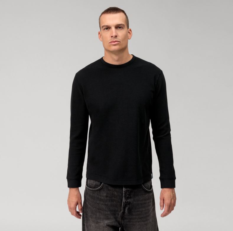 OLYMP casual ζέρσεϊ μακρυμάνικο μπλουζάκι, μαύρο H240R2053 είδη ένδυσης