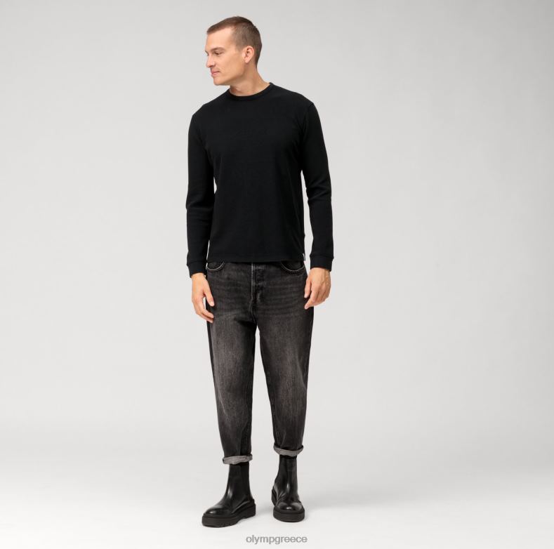 OLYMP casual ζέρσεϊ μακρυμάνικο μπλουζάκι, μαύρο H240R2053 είδη ένδυσης