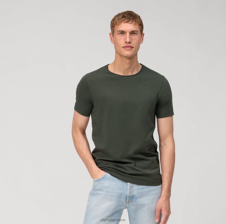 OLYMP Επίπεδο πέντε casual εφαρμογή σώματος, t-shirt, γκρι πράσινο H240R2034 είδη ένδυσης