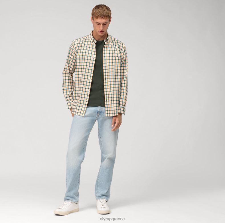 OLYMP Επίπεδο πέντε casual εφαρμογή σώματος, t-shirt, γκρι πράσινο H240R2034 είδη ένδυσης