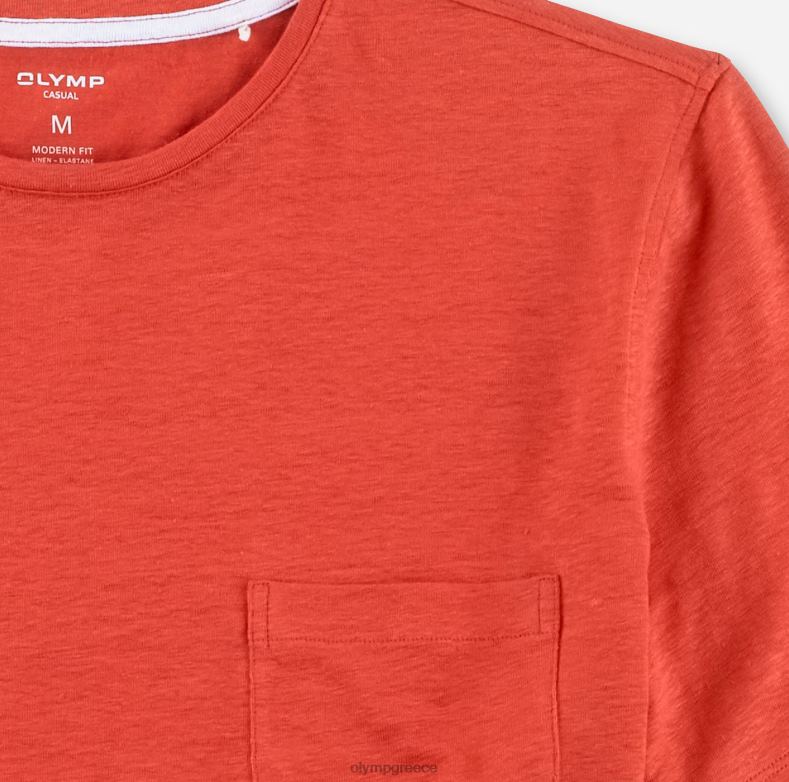 OLYMP casual μοντέρνα εφαρμογή, t-shirt, τούβλο κόκκινο H240R2047 είδη ένδυσης