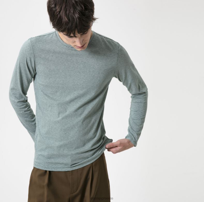 OLYMP Επίπεδο πέντε casual εφαρμογή σώματος, t-shirt, γκρι πράσινο H240R2061 είδη ένδυσης