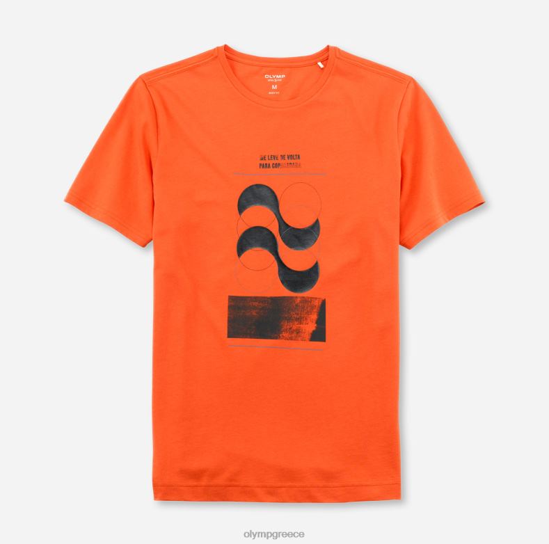 OLYMP Επίπεδο πέντε casual εφαρμογή σώματος, t-shirt, πορτοκαλί H240R2063 είδη ένδυσης